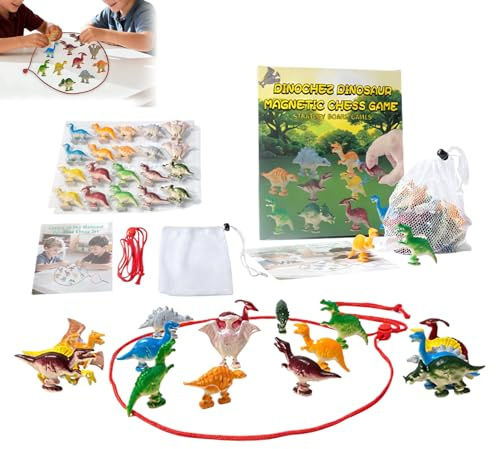 Set De Magnético | Juego De Viaje Con Cuerda Y 20 Fichas De Dinosaurio | Juegos De Mesa De Estrategia - para Familia, Al Aire Libre, Interior, Salón de Clases, Escuela, Fiesta, Mesa, Viaje por Carrete