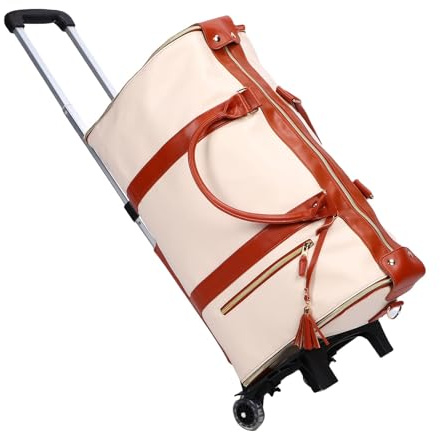 MENDUNER Sac de Rangement pour Vêtements Imperméable, Sac de Voyage Spacieux avec Chariot Amovible pour Un Transport Facile, capacité de 40 L pour Les Amateurs de Voyage (Beige)