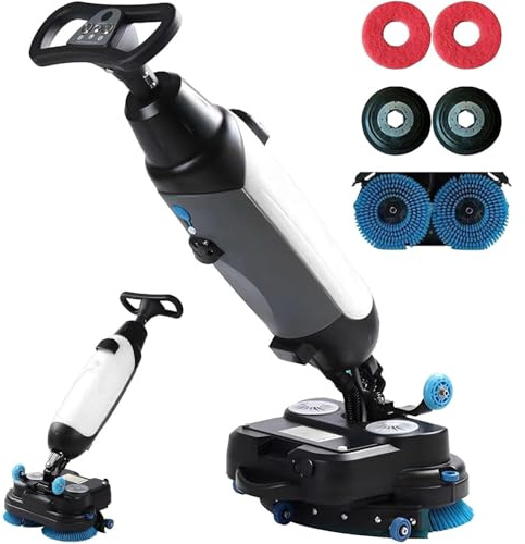 Autolaveuse sans fil pour sols durs, professionnelle, ultra-compacte et portable, mini, batterie 2 h, largeur 43 cm, pour carrelage et sols scellés, salles de bains, bureaux et petits espace