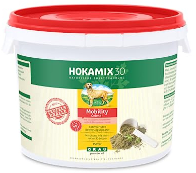 GRAU L’originale HOKAMIX30 Mobility Pulver, Miscela naturale in polvere per le articolazioni e problemi articolari, con cozza verde e artiglio del diavolo, 1 confezione da 1,5 kg, integratore alimentare per cani
