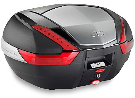 Givi V47 Monokey Topcase mit Alu Blende und roten Reflektoren, Schwarz