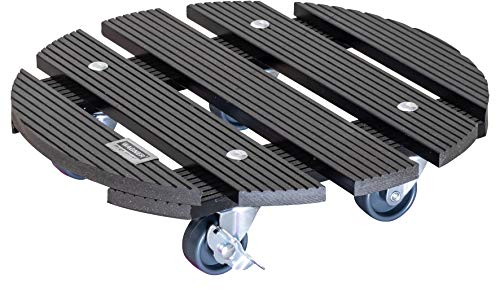 Wagner Pflanzenroller WPC Ø 29 x 7,5 cm I Blumenroller für Außenbereich + Innenbereich I Kübelroller FSC® Wood Plastic Composite, anthrazit I 2 Feststeller I Tragkraft 100 kg - 20052501
