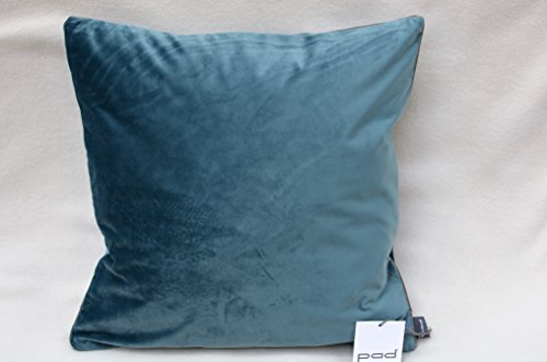 PAD - Elegance - Samt Kissen, Zierkissen, Kissenhülle - 50 x 50 cm - Farbe: Opal Blau - ohne Füllung
