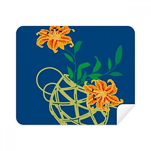 DIYthinker Paintingj apanese gelbe Blume Telefon Bildschirmreiniger Gläser Reinigungstuch 2Pcs Suede Fabric