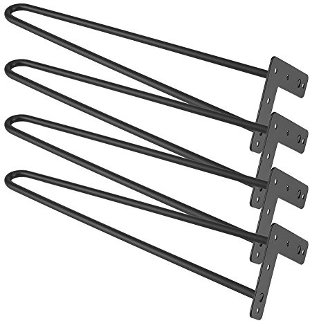 GOTOTOP 4 Stück Tischbeine Metall Schwarz, Tischbeine Haarnadel Schreibtisch Beine Möbelfüße, 40cm, schwarz