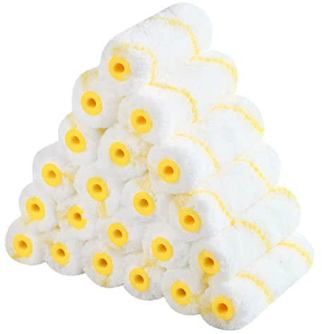 Bates- Paint Roller Covers, 24 Pieces, 4 Inch Paint Roller 9mm Nap, Microfiber Paint Rollers for Painting Walls, Cabinets, Trim, Use with All Paints and Stains