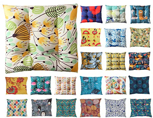Tropik Home Colourful Seat Pads, Garden Kitchen Chair Cushion Tie On Many Colours (Dandelions and Leaves)