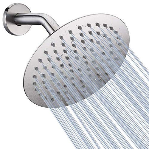NearMoon Pommeau de douche à effet pluie, design ultra fin, augmentation de la pression, expérience incroyable, pommeau de douche à effet pluie haut débit en acier inoxydable (20,3 cm, Nickel brossé)