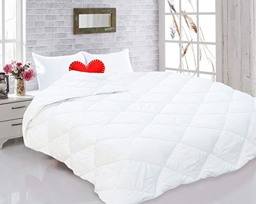 Style Heim Bettdecke 155x220 cm Ganzjahresdecke Microfaser, Steppdecke mit 300 g/m² Füllung, für Allergiker geeignet, Gesteppte Zudecke super weich, waschbar, Weiß