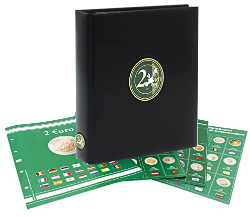 SAFE 7341-B4 (2019–2021) Premium-Münzenalbum „2 Euro“ – Exklusives Sammelalbum für europäische Gedenkmünzen – Mit Vordruck- & Münzblättern – Erweiterbar – Hochwertiger schwarzer Einband