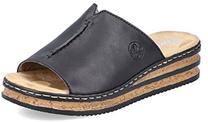 Rieker Damsandaler 629M9, damtofflor, Svart 00, 40 EU smal