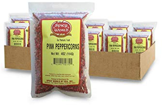 Pink Peppercorns 10 oz - Premium Whole Pepper - NON GMO & Steam Sterilized - by Spicy World (Pack of 12)