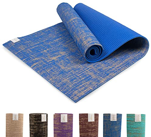 Myga Jute Yogamatte – Rutschfeste Gymnastikmatte, Pilates, Meditation & Fitness – Mehrzweckmatte mit Tragegurt für unterwegs – für Home Gym & Studio Ideal für Herren & Damen – Aqua