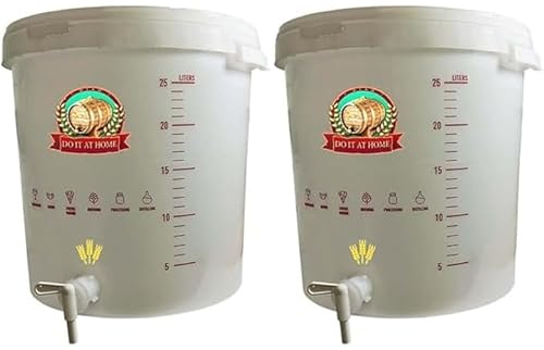 DIAH DO IT AT HOME 2X Fermentation Bucket Fermenter with Tap, Lid, Airlock and Bung for Home Brewing Wine Making