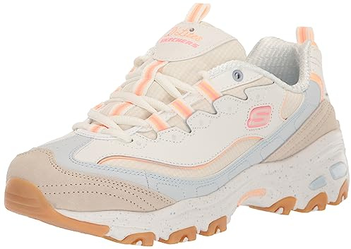 Skechers kvinnors D'Lites Bold Views, Natural Leather/Mesh/Multi Trim, 6 UK, Naturligt läder nät multi trim, 39 EU
