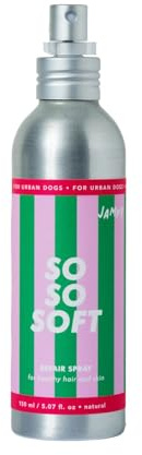 JAMPY Entfilzungsspray Hund. Löst Knoten & Verfilzungen, hypoallergen mit Keratin, für weiches & glänzendes Fell, 97% natürlich, plastikfreie Verpackung - 150 ml.