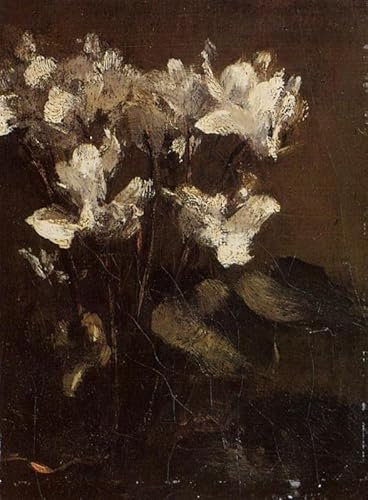 Leinwandbilder Bild Poster Kunstdrucke Ölgemälde Fleurs Alpenveilchen von Henri Fantin-latour für Wanddekoration 60x90cm