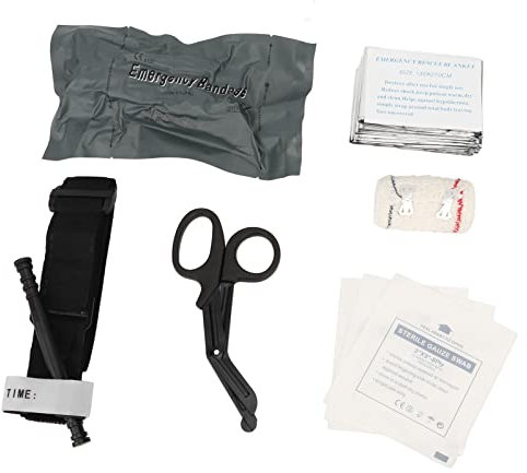 Kit di Bendaggio di Emergenza EVA ABS Benda Emostatica Laccio Emostatico Multifunzionale di Emergenza Forbici per Bendaggio Israeliano Coperta di Garza per Kit di Traumi All'aperto Kit Pronto Soccorso
