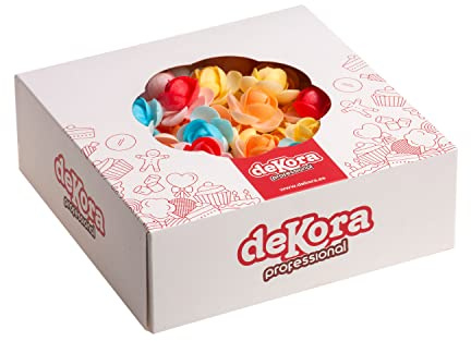 Dekora - 100 Mini Essbare Blumen für Torte aus Esspapier - Oblaten für Torten - Tortendeko Sortierte Farben - 3 cm Durchmesser