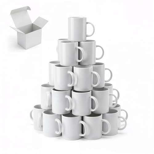 6x Blanko Becher Tassen für infusible ink, weiß, 330 ml, Sublimationsbecher Sublimationstinten