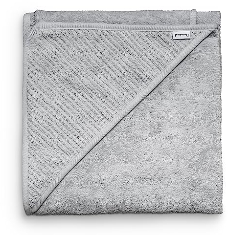 Ehrenkind® Kapuzenhandtuch | Babyhandtuch mit Kapuze aus kuschelig weicher Bio-Baumwolle | Badetuch in 100x100 cm | Hellgrau | Badehandtuch Kinder | Baby Erstausstattung Neugeborene oder Baby Geschenk