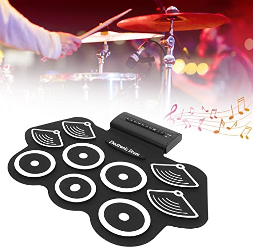 Elektronisches Schlagzeug-Set, Roll-Up-Drum-Übungspad, Midi-Drum-Kit Mit Kopfhöreranschluss, Eingebautem Lautsprecher, Trommelpedale, Übungspad, Trommelstöcke, Tolles Weihnachtsgeschenk(EU-Stecker)