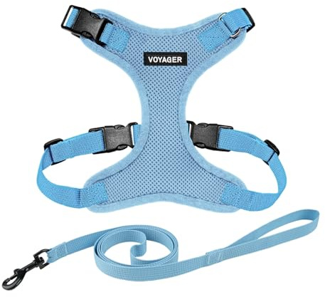 Voyager Step-in Lock Katzengeschirr und reflektierende Katzenleine mit Neoprengriff by Best Pet Supplies - Unterstützt kleine, mittelgroße und große Katzenrassen, Babyblau, size XS - 1,5 m
