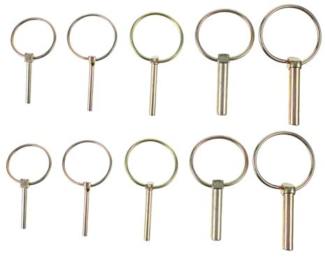 Vaguelly Heavy Duty Sicherungsstift 10 Stück Verzinkter Kohlenstoffstahl Pin Für Anhängerkupplung Und Dreipunktkupplung Federbelasteter Schnellverschluss Mit Selbstsicherndem Ring Korrosionsbeständig