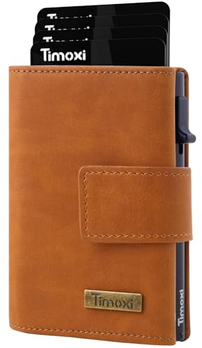 Timoxi Kreditkartenetui Mini Wallet mit Münzfach I Geldbeutel Herren I RFID-Blockierung I Kartenetui für 10 Karten I Portemonnaie Klein Geldbörse I Aluminium Kartenhalter für Karten (Vintage-Braun)