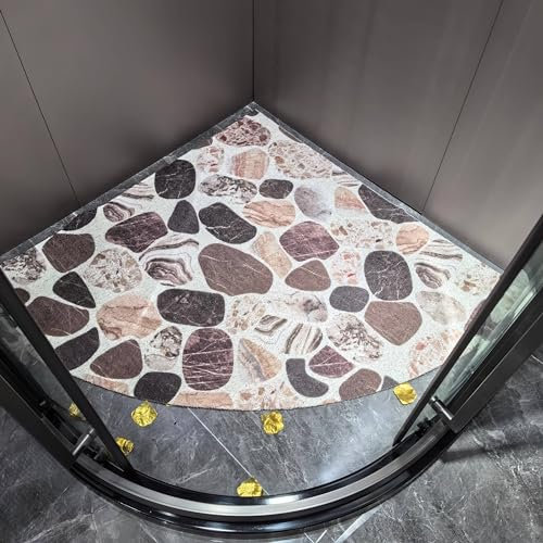 AHKFUL Eck-Duschmatte rutschfest, Komfortabel PVC-Luffa Duschmatte Dreieckig, Duschmatte Halbrund mit Ablauflöchern, Eckduschmatte, Schnell Trocknend,A,32x32inch(80x80cm)