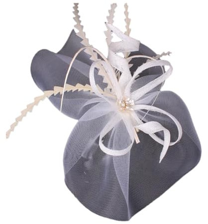 Yeuyyben Hochzeitshut für Damen, Party, Chapeau, Braut, Kopfbedeckung, Accessoires, Hochzeits-Fascinator, weiß, Einheitsgröße