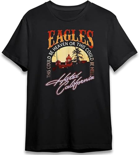 The Eagles Hotel California Tour 1977 Mens T-Shirt Cotton Unisex Black Tee Tops L