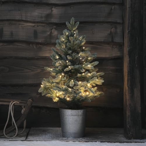 Lights4fun 90cm Outdoor Tannenbaum LED Mini Weihnachtsbaum beleuchtet Künstlicher Tannenbaum Außen Deko Weihnachten Christbaum Outdoor