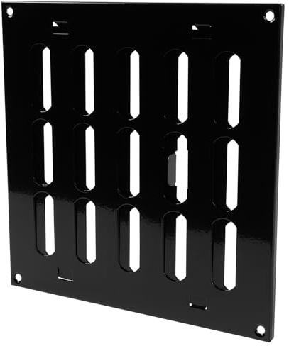 Repa Market 8 x 8 Inch (Outer Dimensions) Black Adjustable Air Wall Vent Cover - Indoor Outdoor Metal Grille - Heating Cooling Ventilation for Home Garage Shed Open and Close Register (200 x 200 mm)