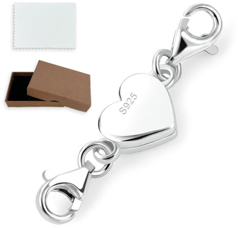 GYHWOFUL Cadena de cierre magnético de amor, extensión de cadena de plata de ley 925, cierre magnético de cadena de plata para pulseras, accesorios de fabricación de joyas, collar, cadena de extensión