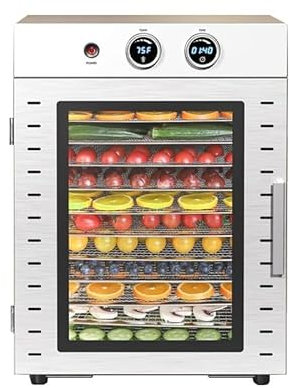 Disidratatore alimentare- Essiccatore a 12 strati Macchina for frutta Disidratatore Domestico Doppia manopola Tempistica adatta for alimenti e carne secca, frutta e verdura Macchina per asciugare gli