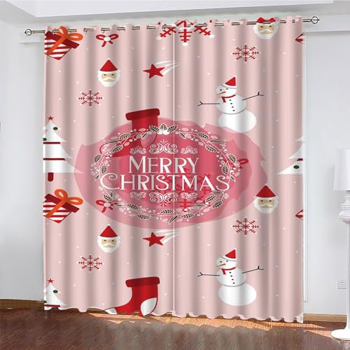 YZQGLHP Gardinen Schneemann Vorhänge Weihnachten Verdunklungsvorhänge Schiebe Schallschutz Vorhang mit Ösen für Schlafzimmer Wohnzimmer H245 x B140 cm 2 teiliges Set