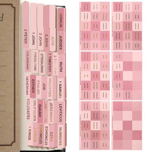 90 Stück rosa Bibelregister mit Goldfolienbuchstaben, Bibelregister in Großdruck für Frauen, einfaches Indizieren, Bibelregister für Frauen, Studienbibel, rosa Studienbibel, Buchbinderei Wiege