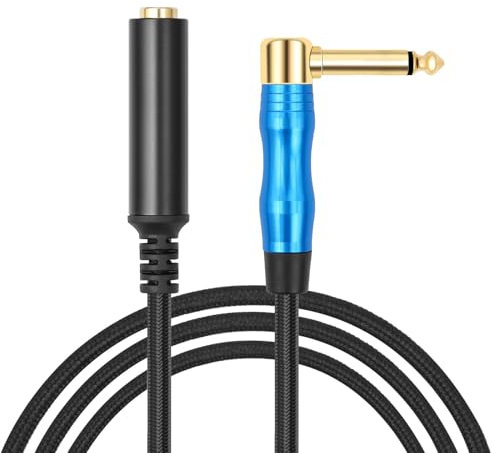 Cnrfeoap Cable adaptador en ángulo recto de 6,35 mm macho a hembra de 6,35 mm a cable de interconexión de 1/4 pulgadas