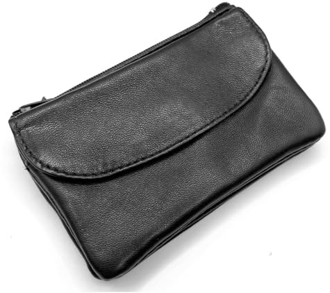 Charmoni - Portefeuille Homme - Porte Monnaie - Multi Poches - Fermeture éclaire - en Cuir véritable - Classique complèt (Noir)