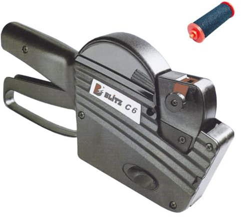 gebar - Auszeichner Set41 mit Blitz C6 Preisauszeichner für Etiketten 26x12 mm plus 1 Farbrolle