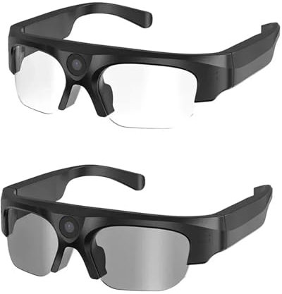 VEKELETE Occhiali for Action Cam 2K HD Registrazione Video Occhiali da Sole Sportivi con Altoparlanti Bluetooth Chiama Occhiali Intelligenti 4K Ultra(No tf Card)