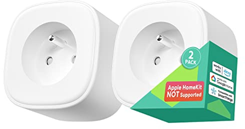meross Prise Connectée (FR), 16A Prise WiFi Compatible avec Alexa et Google Home, Lot de 2 Prises Intelligentes avec Suivi de Consommation, Commande Vocale, Contrôle à Distance et Fonction de Temps