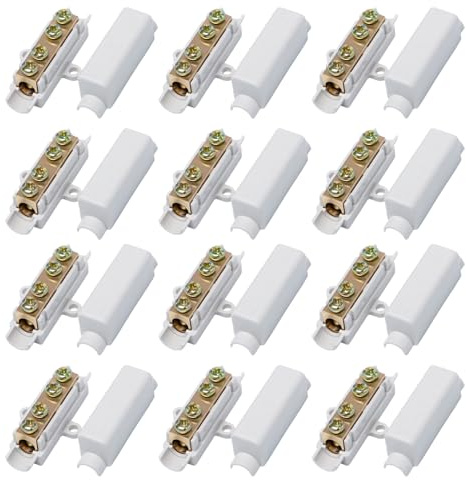 Sixfolo Drahtverbinder 12 Stück Kabelverbinder Klemmleiste für 2,5 bis 16 mm² Draht Leiter Klemmen Messing mit Doppelschrauben und ABS Gehäuse Klemmenblock 1000V 100A für Elektro Verbindung