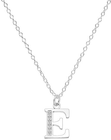 WQEDVN silver initial necklace, letter necklace, necklaces for girls, letter e necklace, For Women Lady Girl(silver)