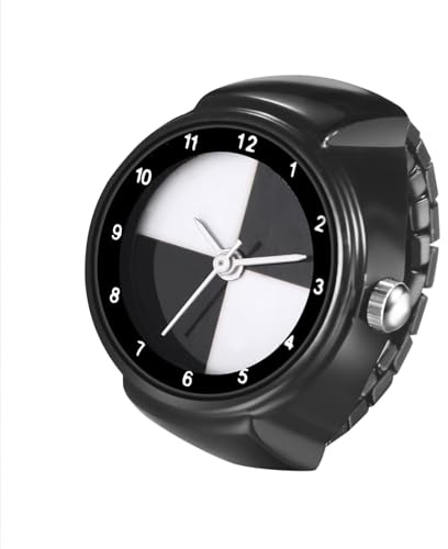 OIDEA Reloj con Anillo de Elástico para Mujer: Relojes Dedo de Cuarzo Analógicos de Escala de Números Arábigos Aceros Inoxidables Regalos para Mamá Novia Negro