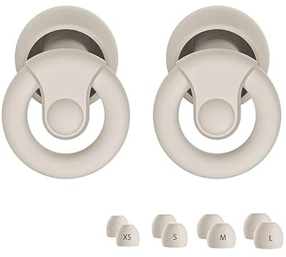 Noise Cancelling/Noise Reduction in Ear Silicone Ear Plugs (Earplugs) with Carry Case -33db - Matte Finish - Premium Quality - 4 Ear Tips Included (XS/S/M/L) (Slartlight Greige, One Size)