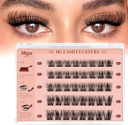 Higu Clace Ciglia Autoadesive, Ciuffetti Ciglia Finte Mix 10-16 Mm, Ciglie Finte Naturali, Ciglissime Press E Go Kit Senza Colla Adatto Ai Principianti(Natural)