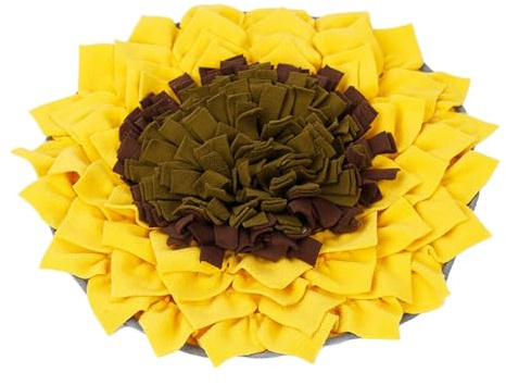 Schnüffelmatte für Hunde und Katze Futter Schnüffeln Fütterung Matte Haustier Schnüffelmatte Waschbar Welpe Langsam Füttern Training Matte für Ermutigt Hunde Langsam Fressen (Gelb, 48cm)