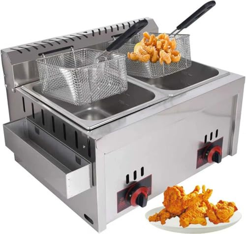 Friggitrice commerciale in acciaio inox con coperchio e cestello rimovibile, facile da pulire per uso domestico e ristorante